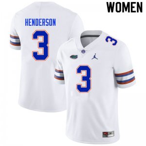 Women's Florida Gators #3 Xzavier Henderson NCAA Nike White Authentic Stitched College Football Jersey YJN4662LB